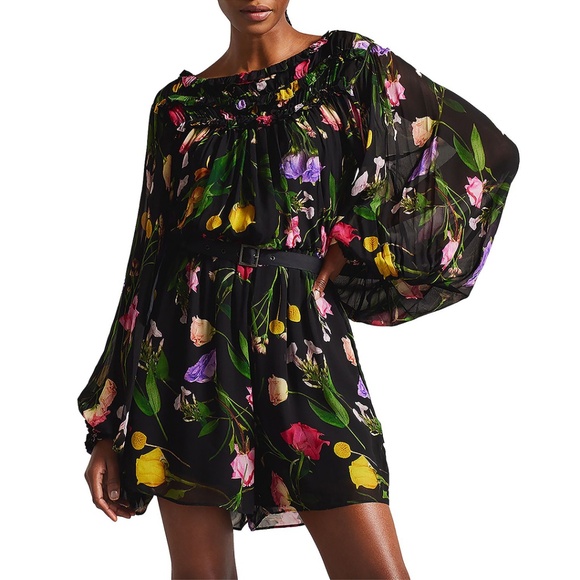 Ted Baker Brookii Ruffle Playsuit with Blouson Sleeves